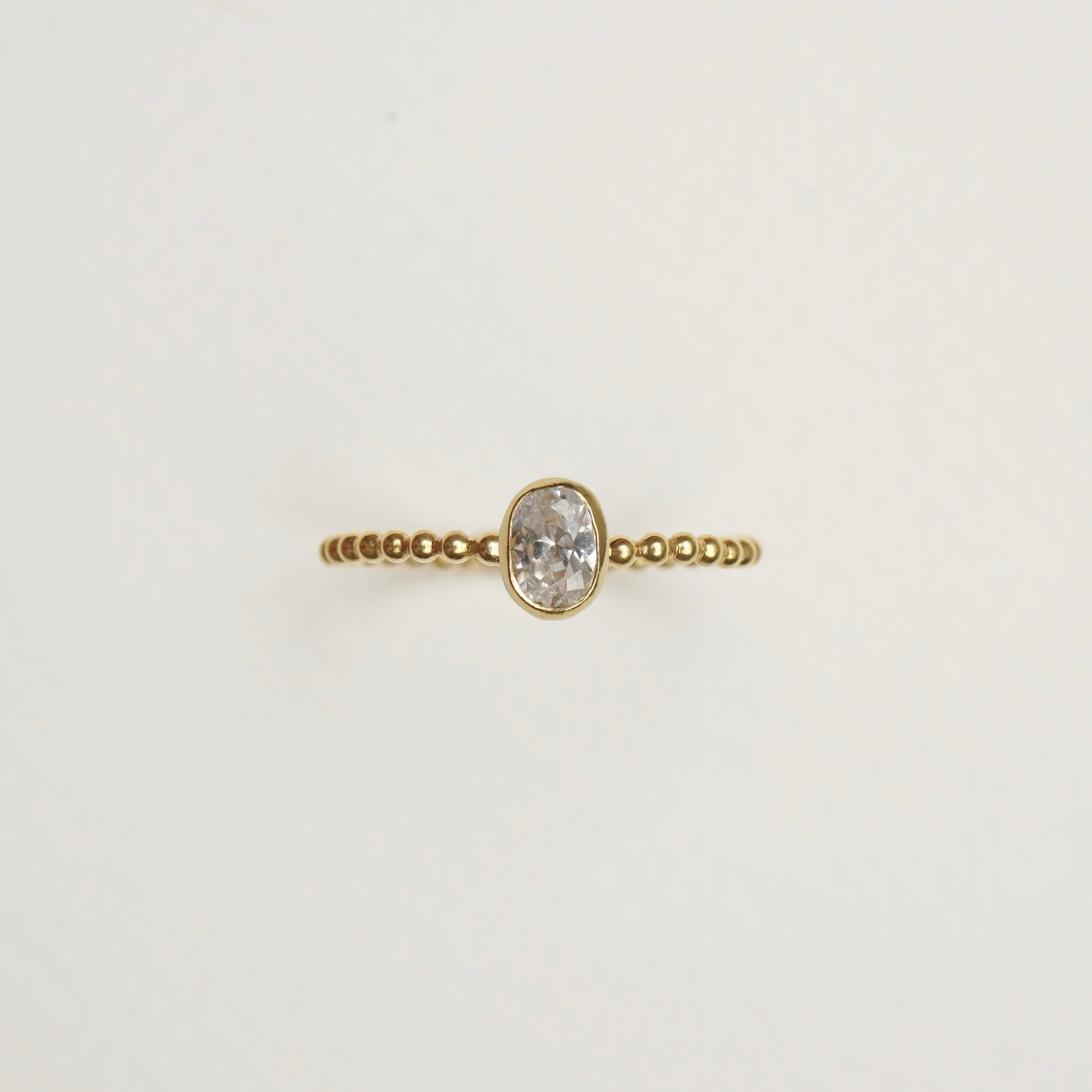 Verlobungsring-Baukasten Gelbgold | 6 | Kügelchen | Zarge oval 5x7 mm